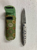Mcusta Aoi Tokugawa Mon Crest Japan Damascus Liner Lock Knife Damascus Steel