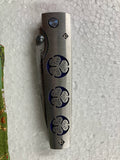 Mcusta Aoi Tokugawa Mon Crest Japan Damascus Liner Lock Knife Damascus Steel