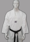 Tae Kwon Do uniform, Bleached White with White-V Neck, 8oz - Valley Martial Arts Supply